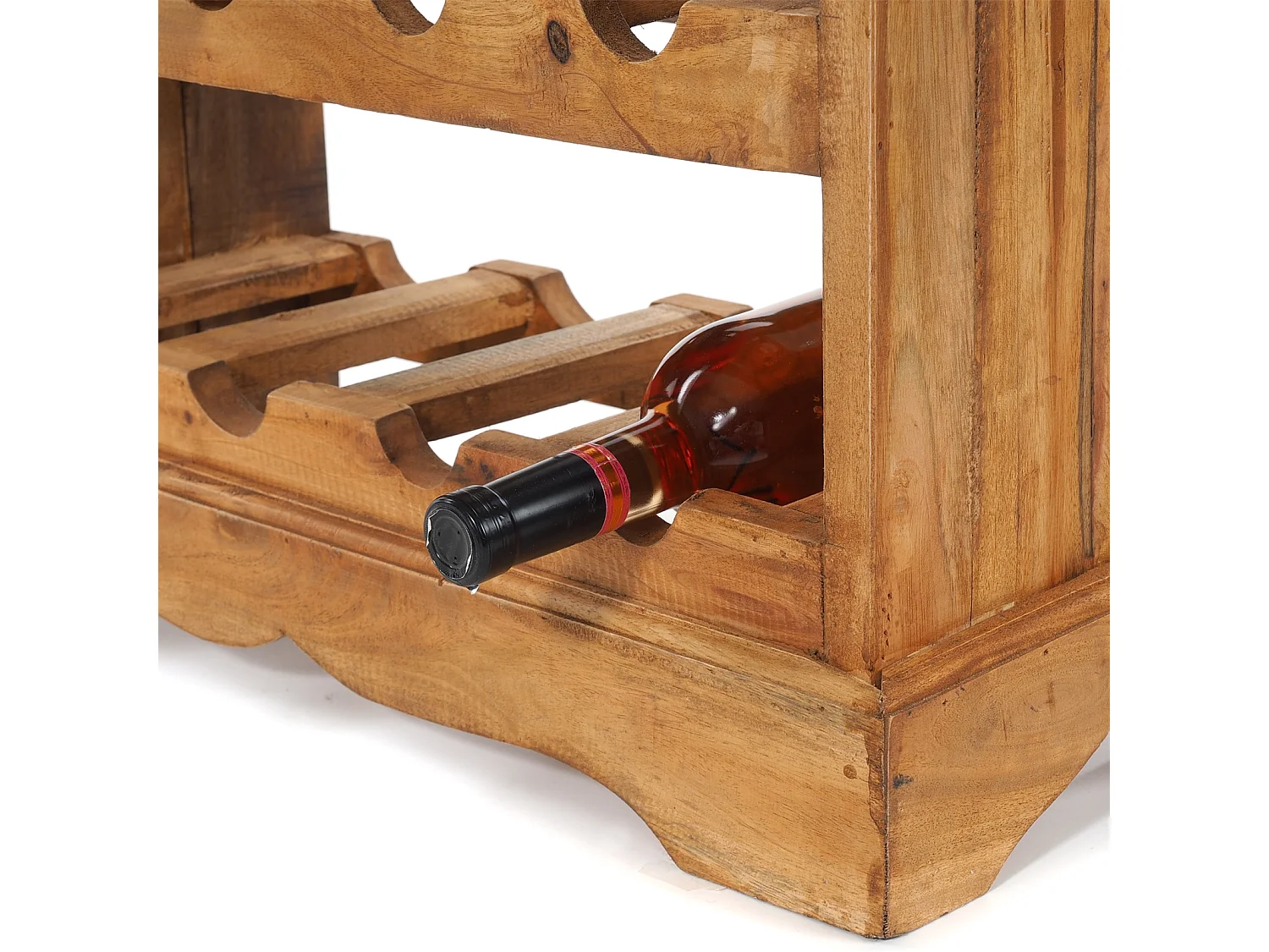 ÉTAGÈRE À BOUTEILLES CORTEZ 85 Bois de recyclage massif, pour 16 bouteilles, avec tiroir 08 honigfarben gewachst