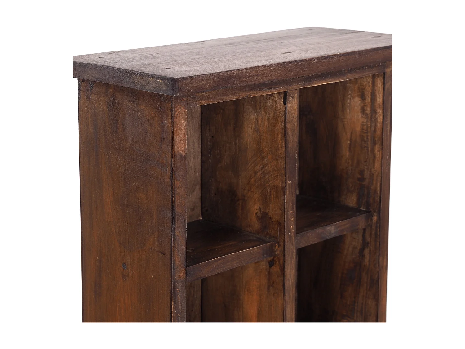 CD ET ÉTAGÈRE À LIVRES NATURE Bois de recyclage massif, avec 10 compartiments 03 dunkelbraun