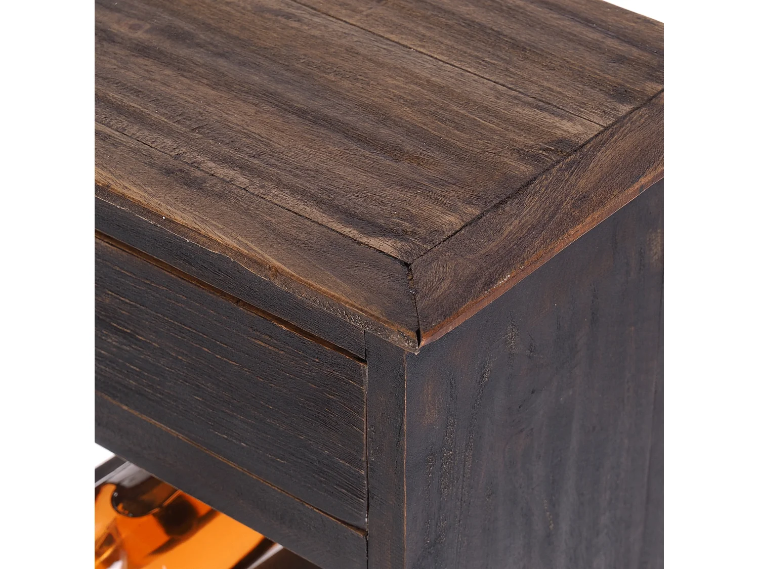 FLASCHENREGAL CORTEZ 85 Recyclingholz massiv, für 16 Flaschen, mit Schublade schwarz