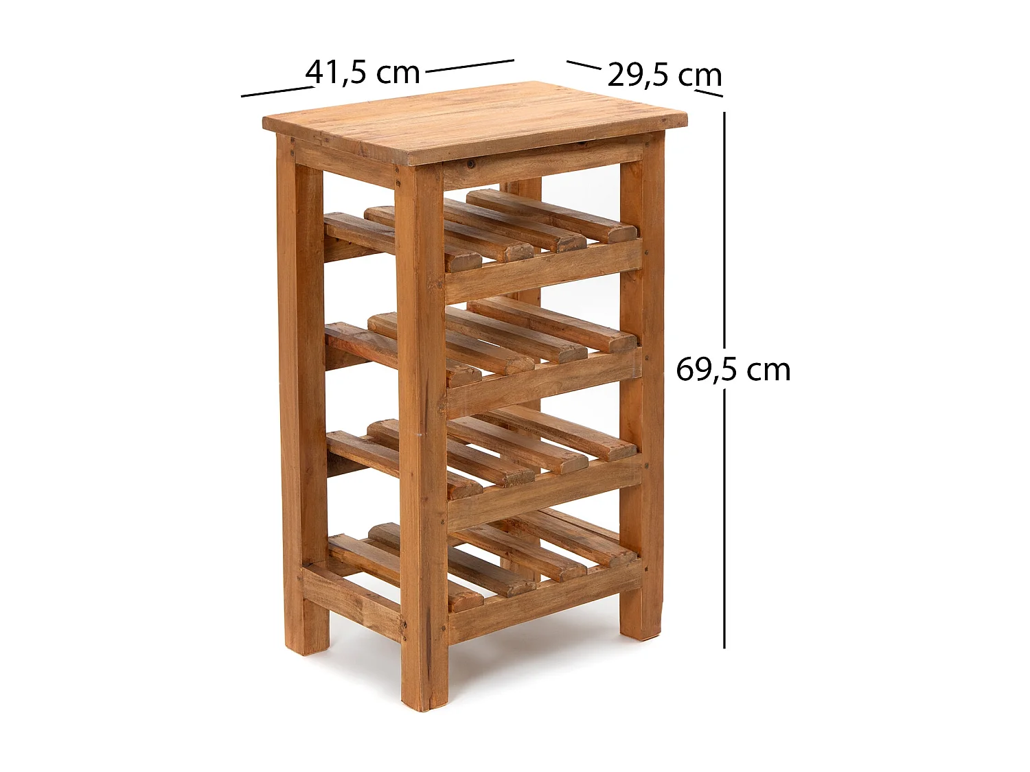 ÉTAGÈRE À BOUTEILLES Burgos Bois massif en acajou, pour 12 bouteilles, avec étagère couleurs naturelles