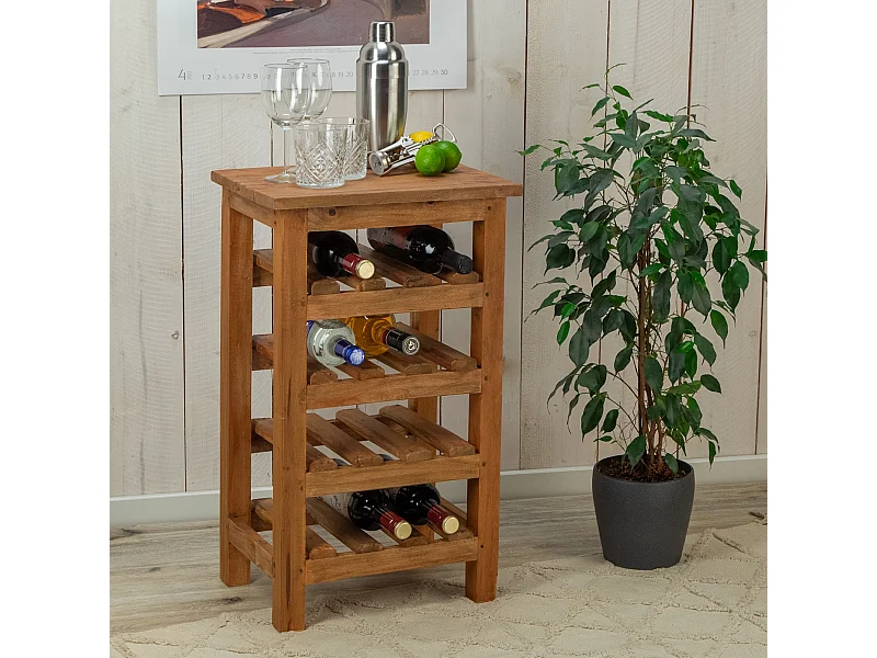 FLASCHENREGAL Burgos Mahagoni Massivholz, für 12 Flaschen, mit Ablage naturfarben