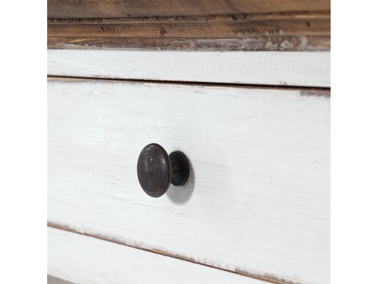 ÉTAGÈRE À BOUTEILLES CORTEZ 85 Bois de recyclage massif, pour 16 bouteilles, avec tiroir 06 weiß-landhaus