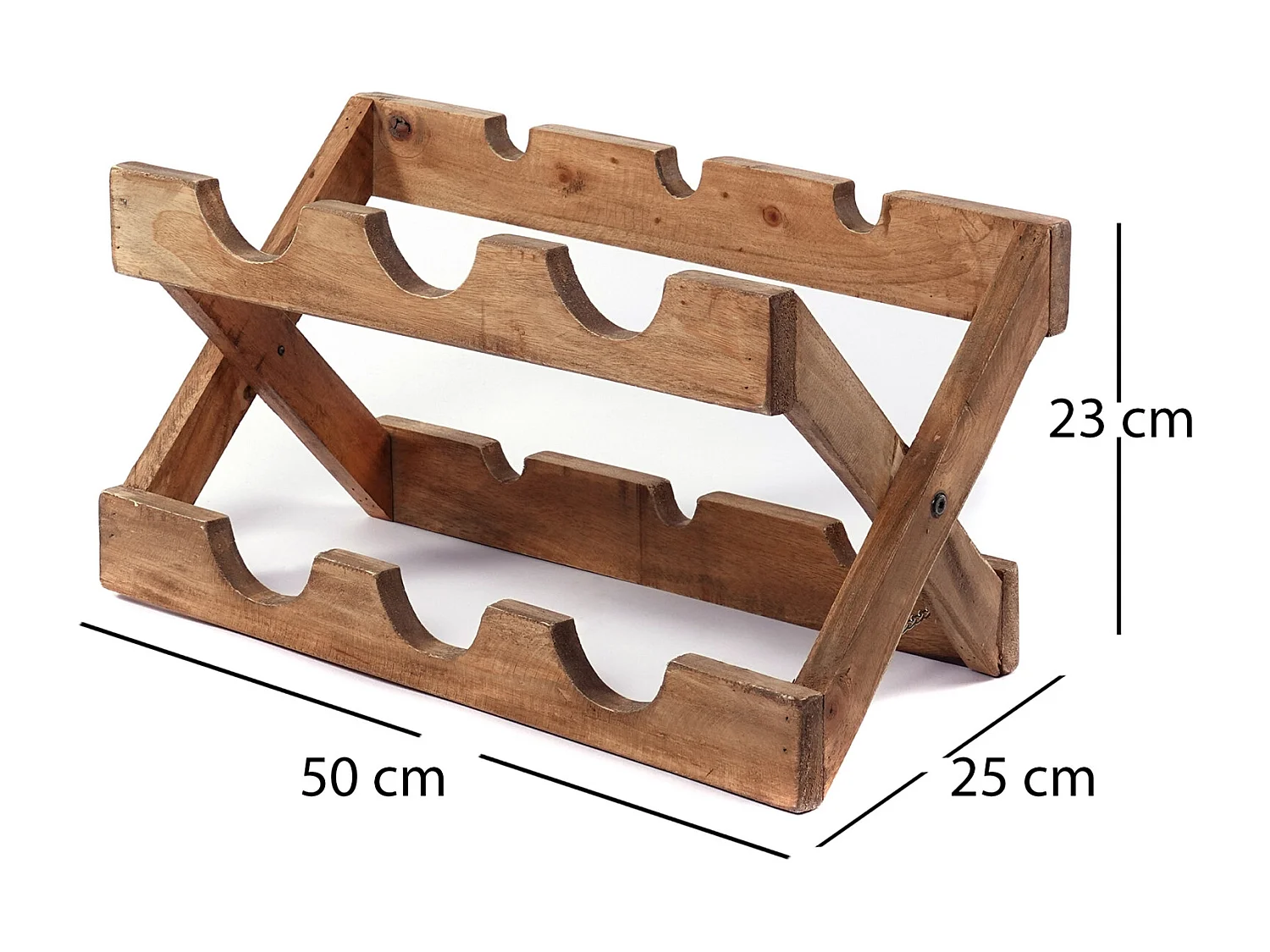ÉTAGÈRE À BOUTEILLES Nino Bois massif en acajou, pour 6 bouteilles, pliable couleurs naturelles