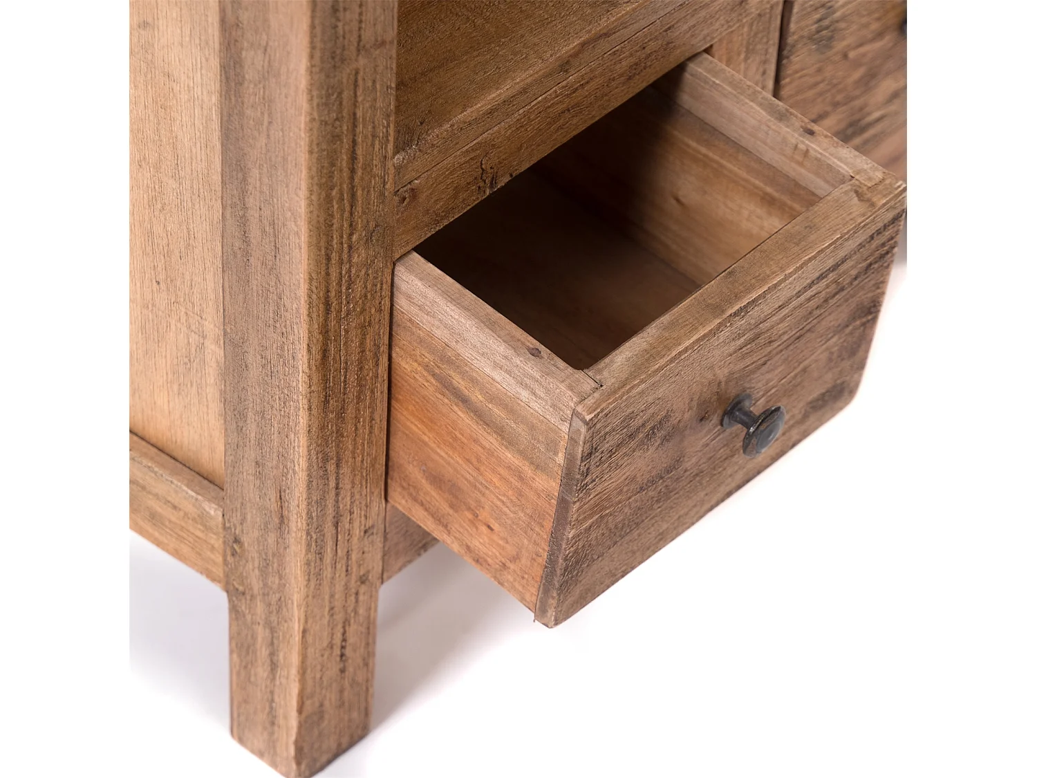 BIBLIOTHÈQUE Livres Bois massif de mahogany, 3 niveaux, 2 tiroirs couleurs naturelles