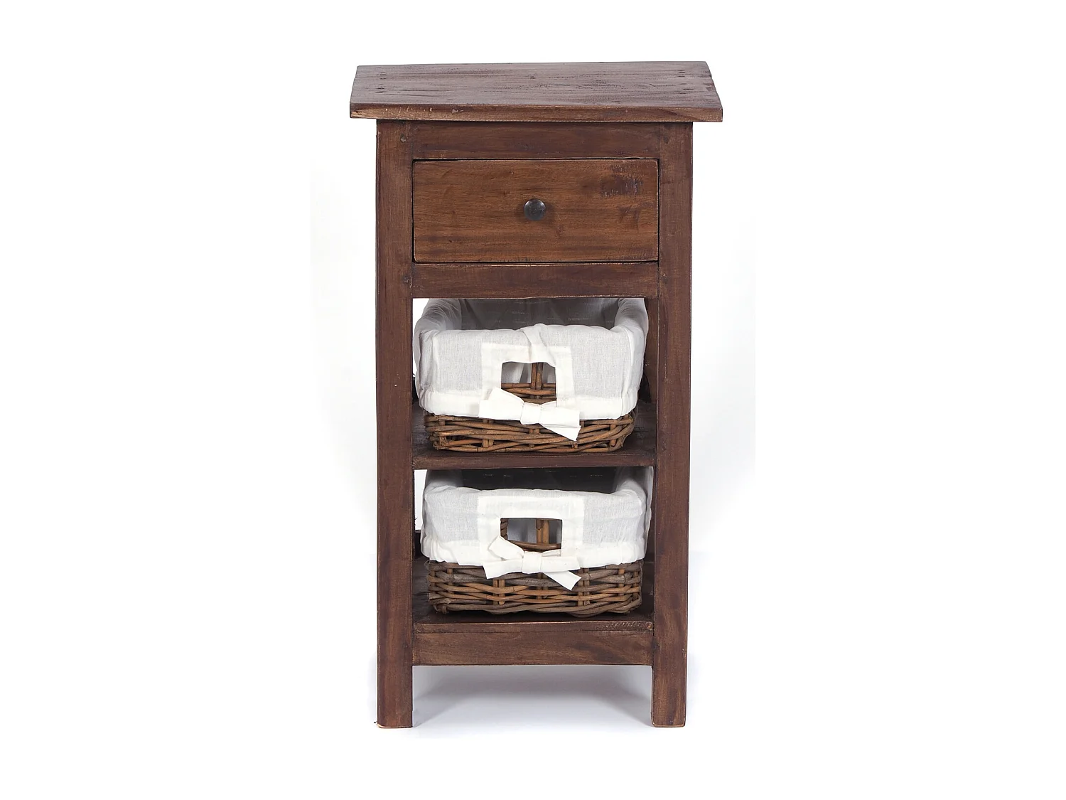 TABLE DE TÉLÉPHONE RATTAN 70 avec 2 paniers en rotin et tiroir, en acajou massif 02 hellbraun