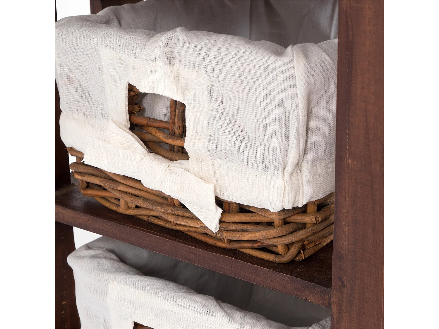 TABLE DE TÉLÉPHONE RATTAN 70 avec 2 paniers en rotin et tiroir, en acajou massif 02 hellbraun