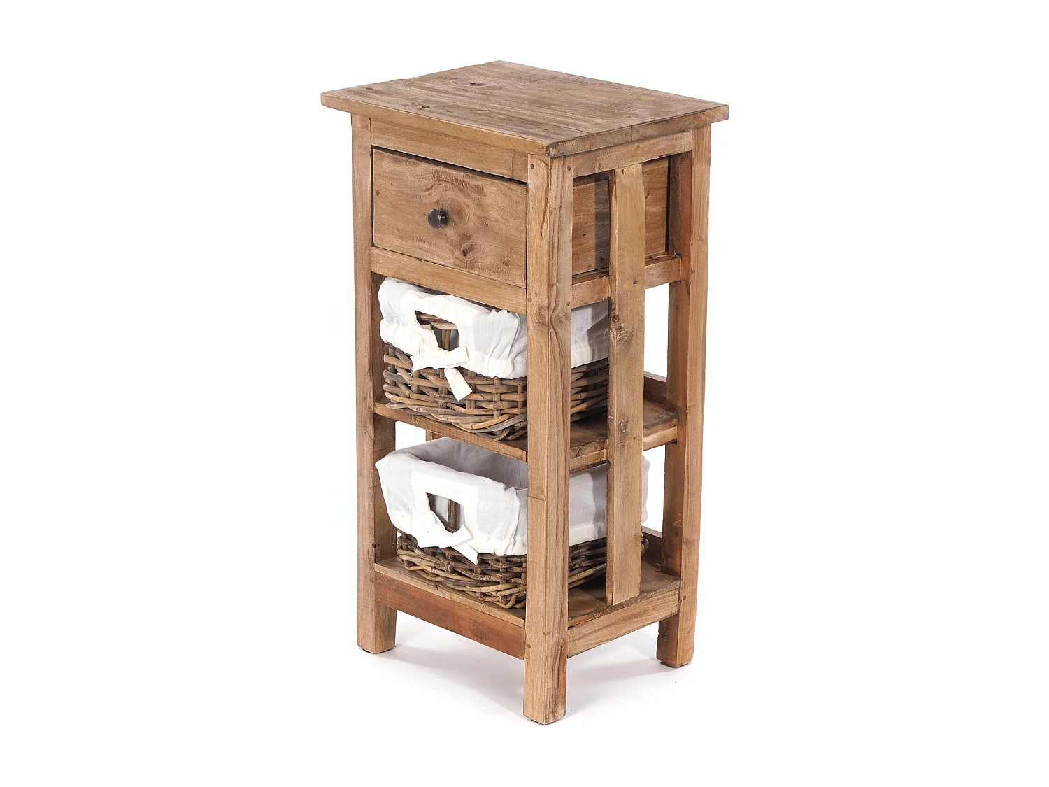 TABLE DE TÉLÉPHONE RATTAN 70 avec 2 paniers en rotin et tiroir, en acajou massif 01 natur-vintage