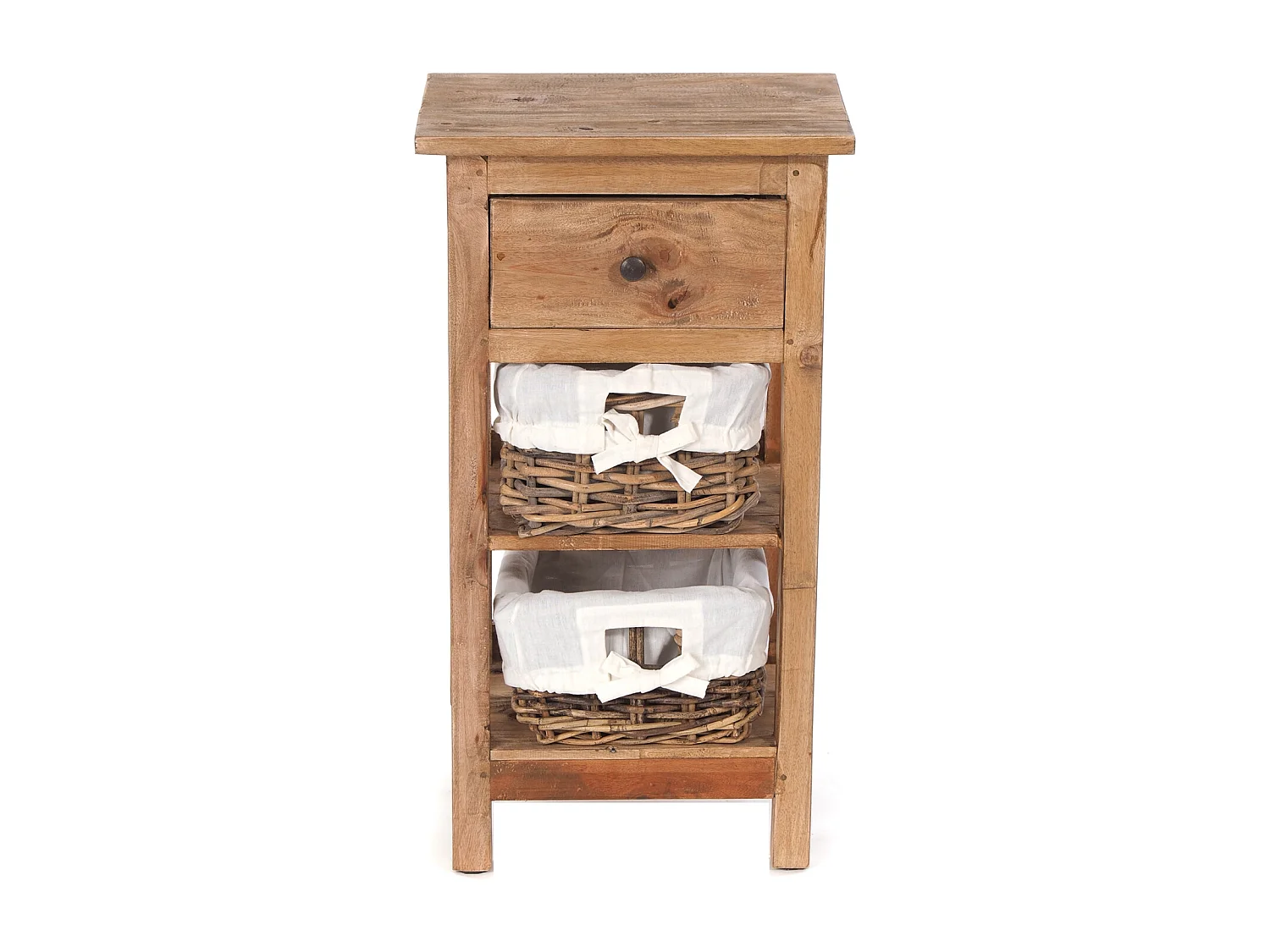 TABLE DE TÉLÉPHONE RATTAN 70 avec 2 paniers en rotin et tiroir, en acajou massif 01 natur-vintage