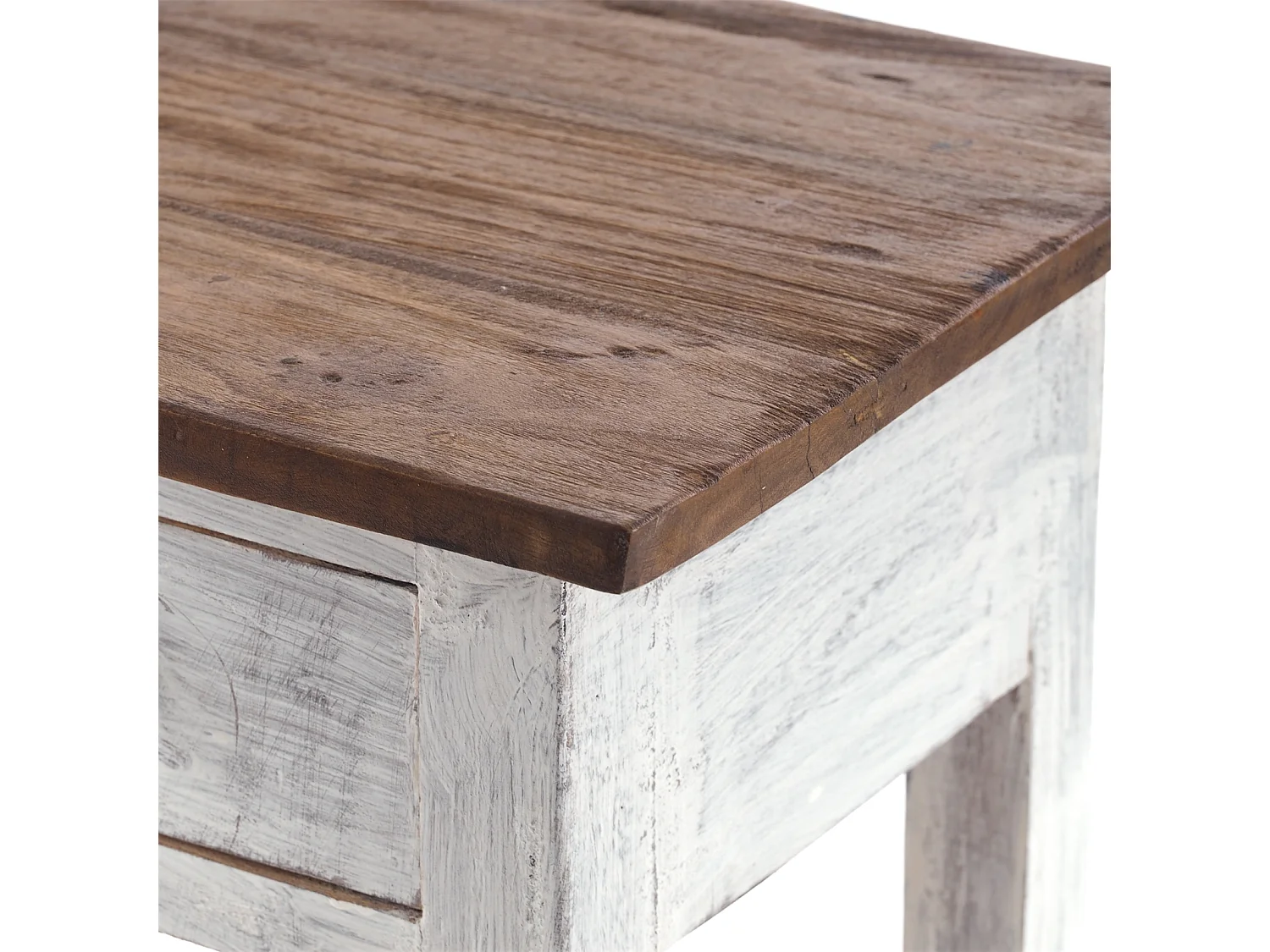 TELEFONTISCH DRAWER 65 Mahagoni Recyclingholz, mit Schublade 05 weiß-natur