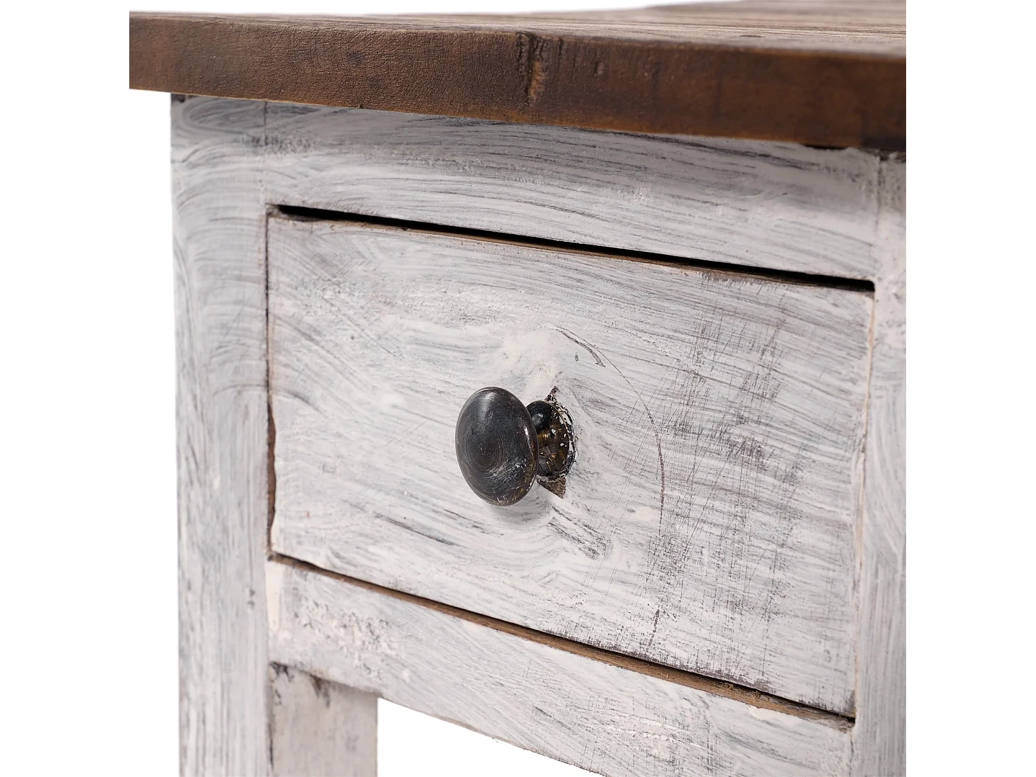 TELEFONTISCH DRAWER 65 Mahagoni Recyclingholz, mit Schublade 05 weiß-natur