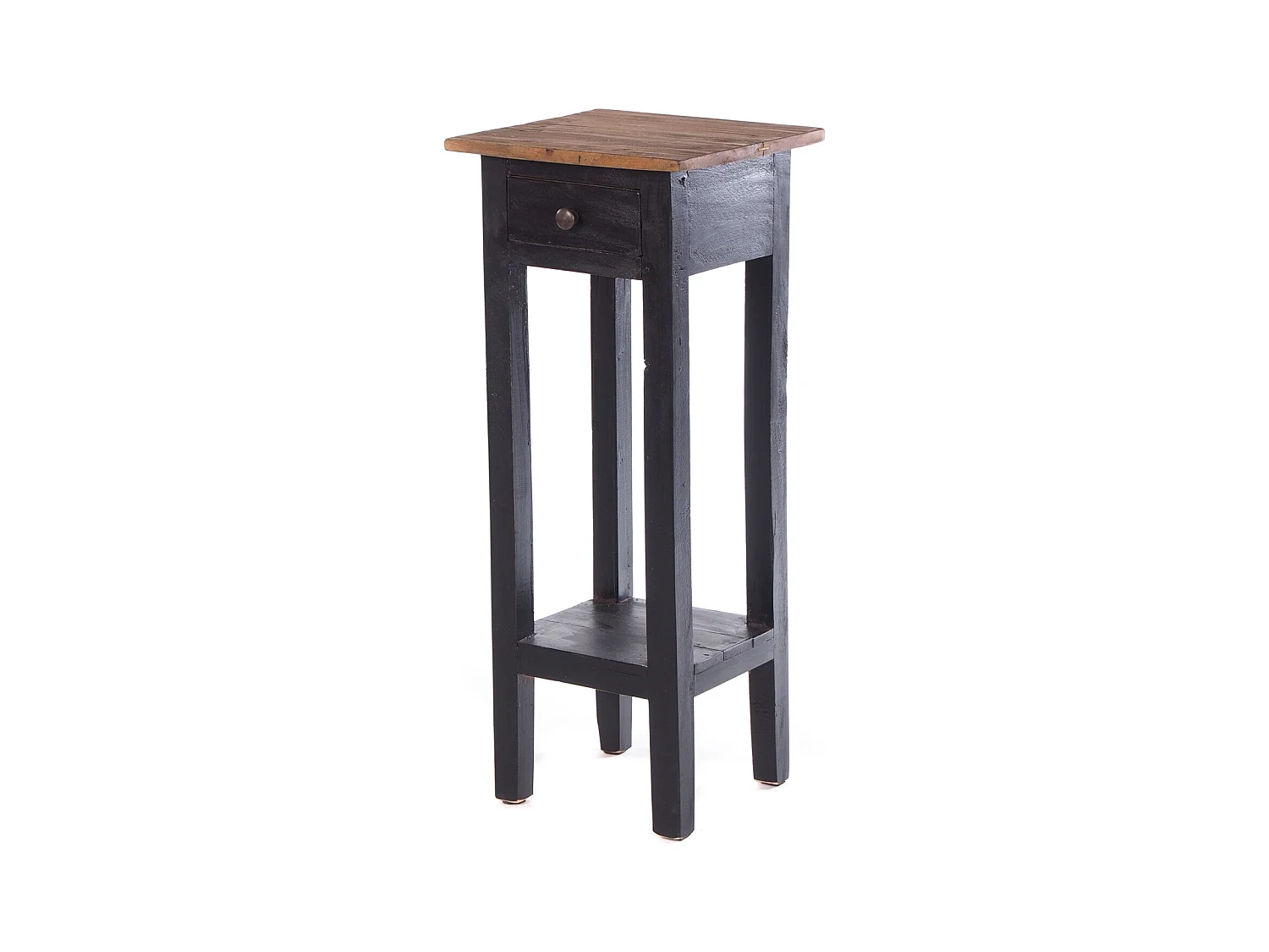 TABLE DE TÉLÉPHONE NAPOLÉON 75 Bois massif en acajou, avec tiroir 04 schwarz-natur