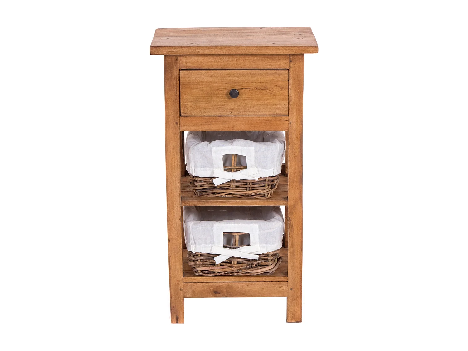 TELEFONTISCH RATTAN 70 mit 2 Rattan-Körben und Schublade, Mahagoni massiv 08 honigfarben gewachst