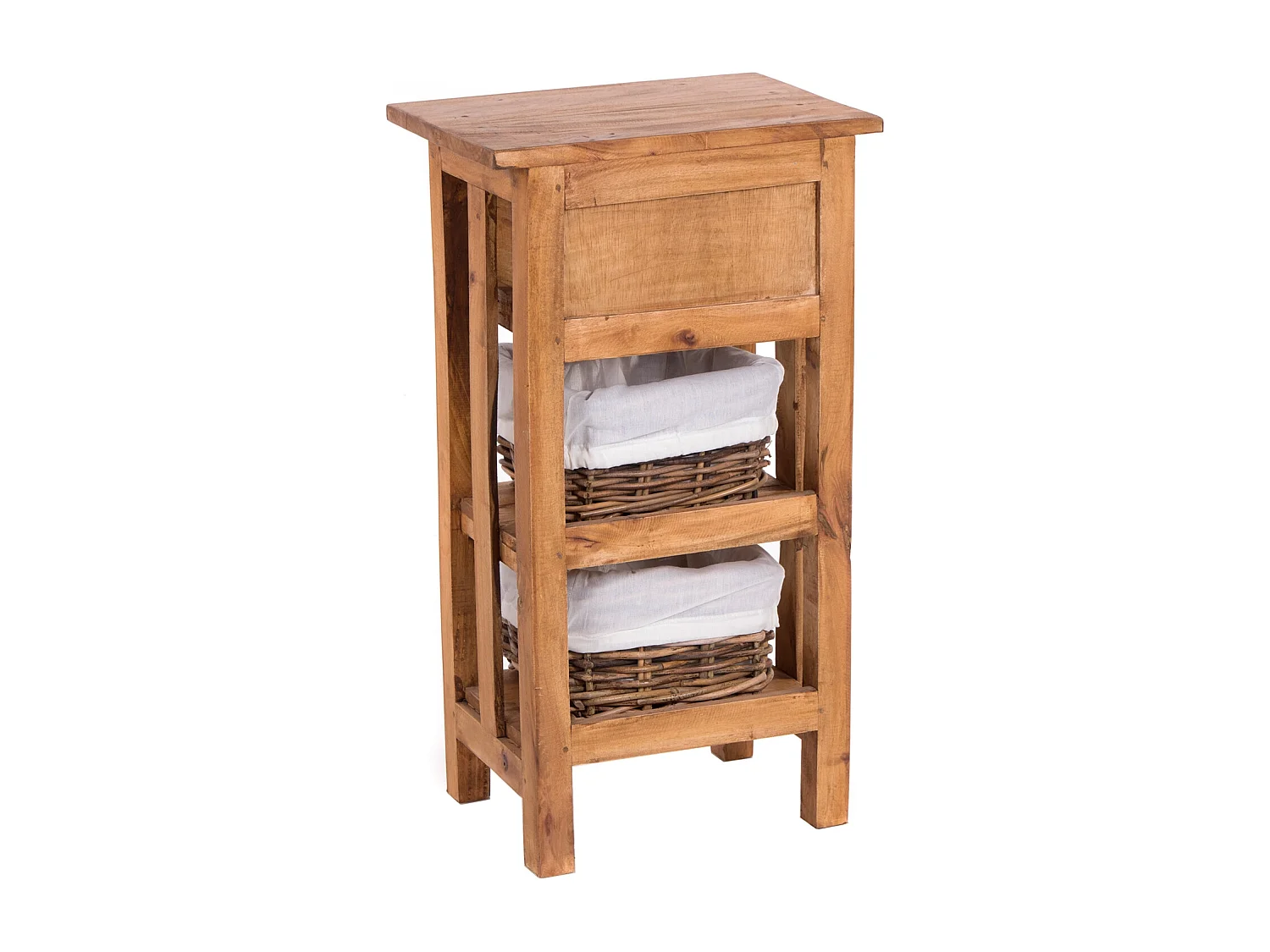 TELEFONTISCH RATTAN 70 mit 2 Rattan-Körben und Schublade, Mahagoni massiv 08 honigfarben gewachst