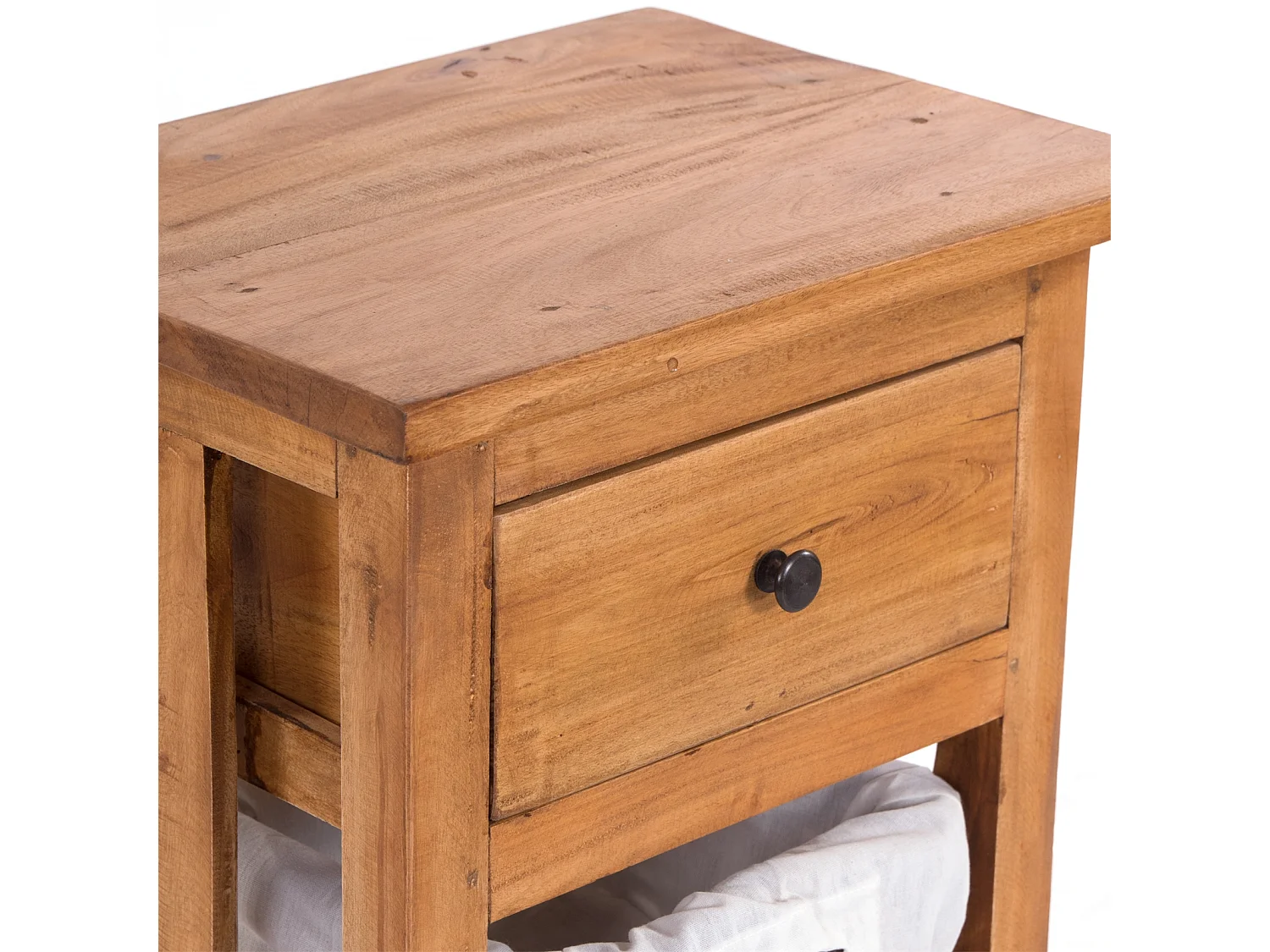 TELEFONTISCH RATTAN 70 mit 2 Rattan-Körben und Schublade, Mahagoni massiv 08 honigfarben gewachst