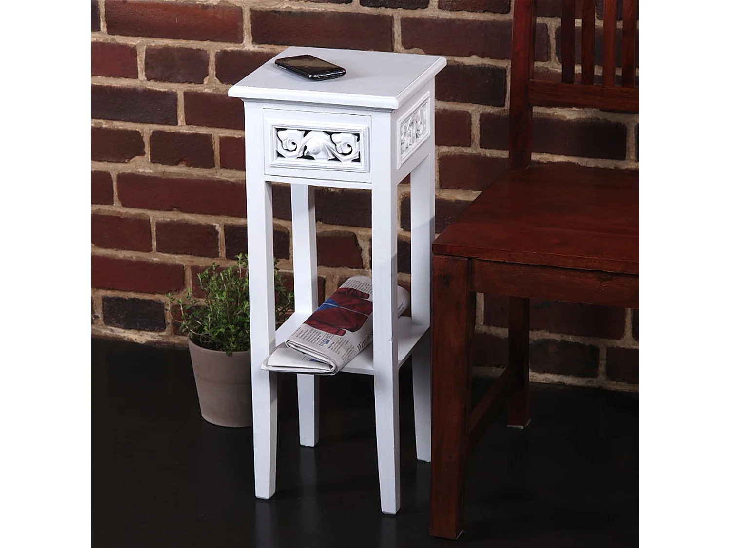 TABLE DE TÉLÉPHONE MAISON DE CAMPAGNE bois blanc à la chaux