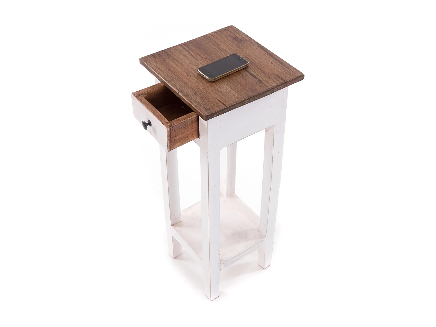 TABLE DE TÉLÉPHONE NAPOLÉON 75 Bois massif en acajou, avec tiroir 06 weiß-landhaus