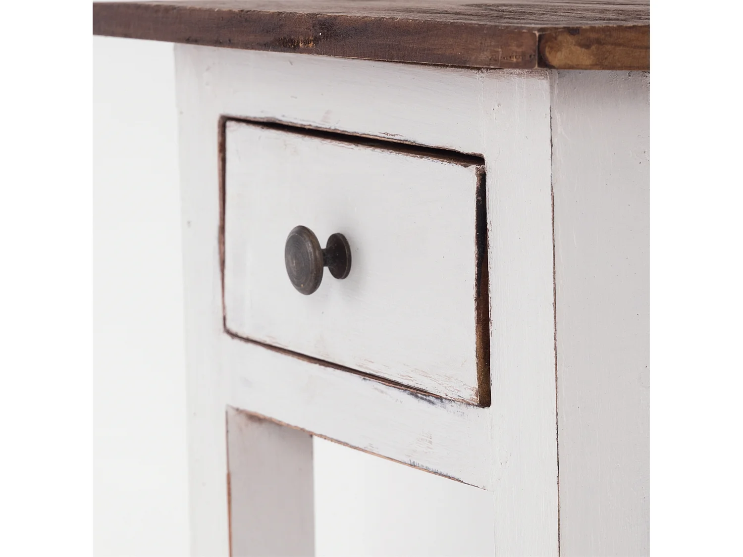 TABLE DE TÉLÉPHONE TIROIR 65 Bois de recyclage en acajou, avec tiroir 06 weiß-landhaus