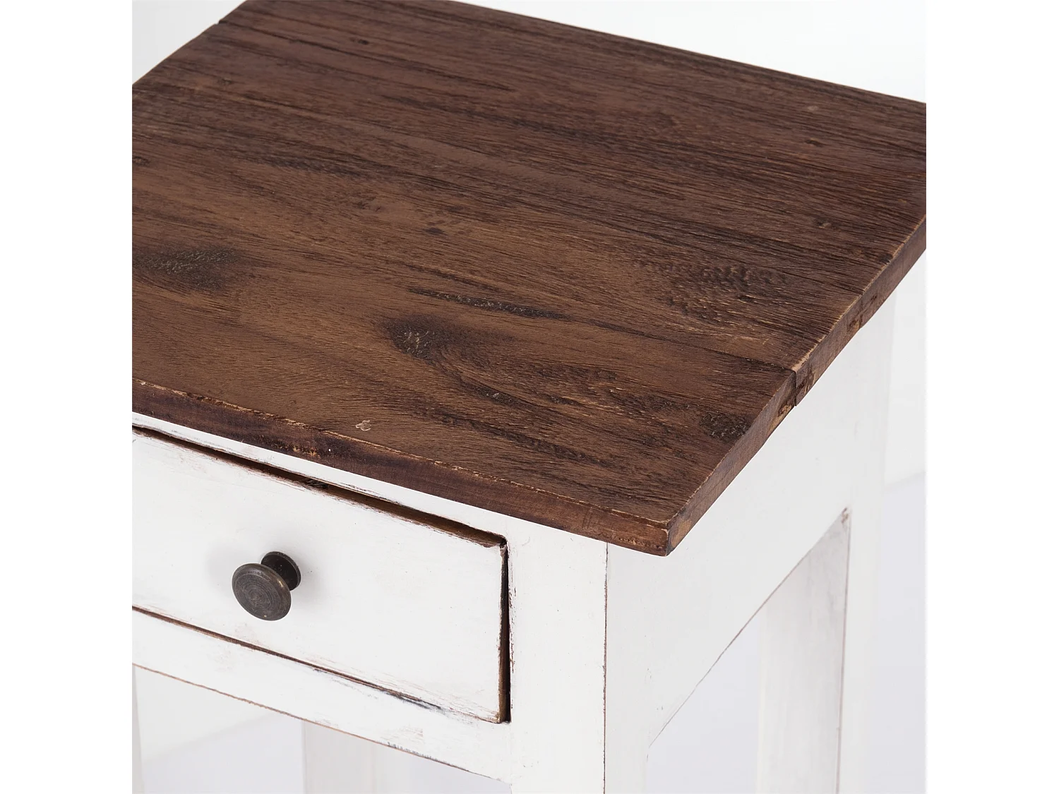 TABLE DE TÉLÉPHONE TIROIR 65 Bois de recyclage en acajou, avec tiroir 06 weiß-landhaus