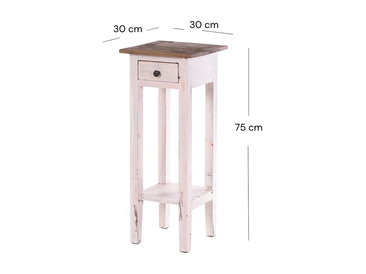 TABLE DE TÉLÉPHONE NAPOLÉON 75 Bois massif en acajou, avec tiroir 05 weiß-natur