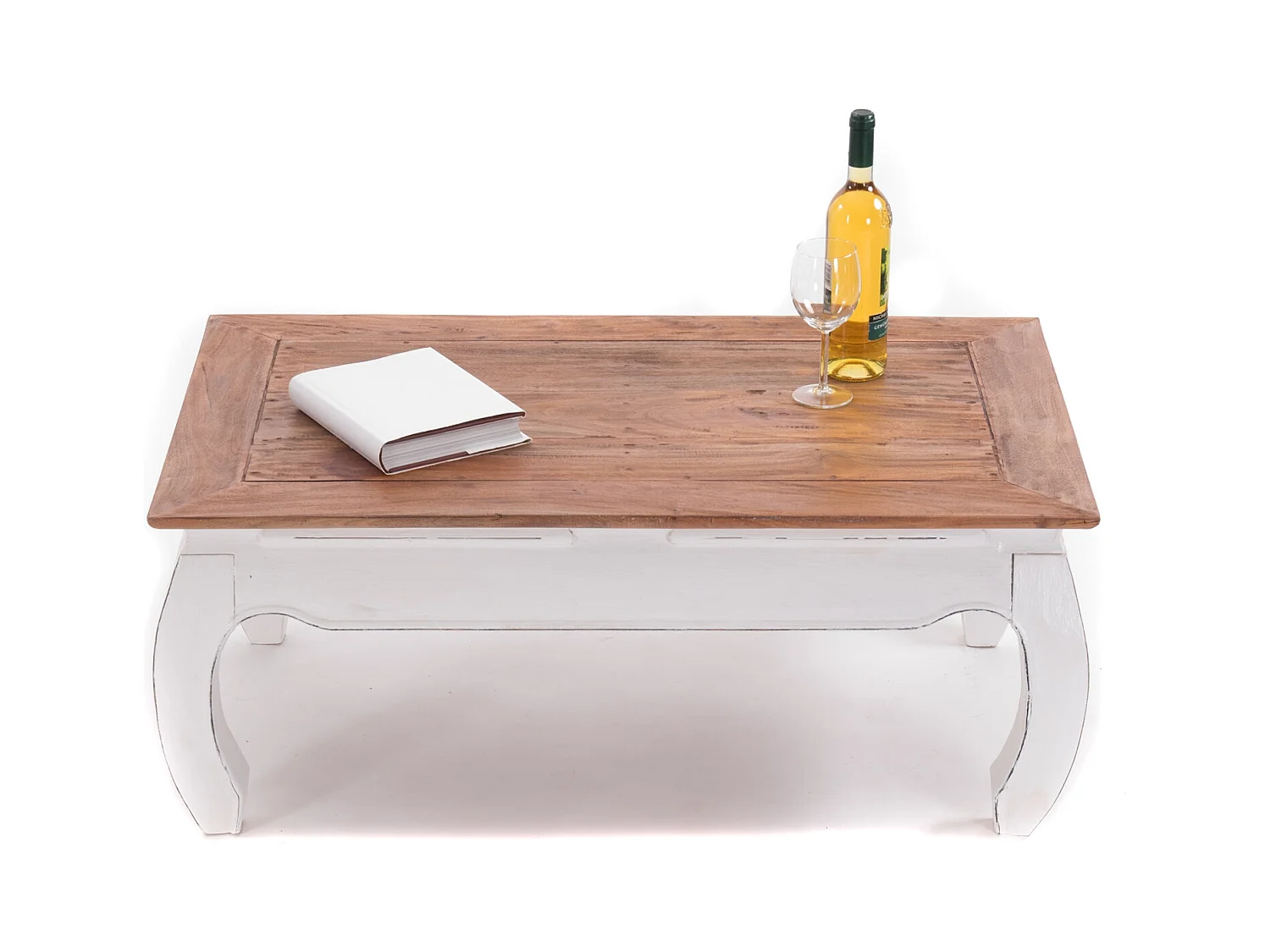 OPIUMTISCH EAST 100 Mahagoni Recyclingholz massiv 06 weiß-landhaus