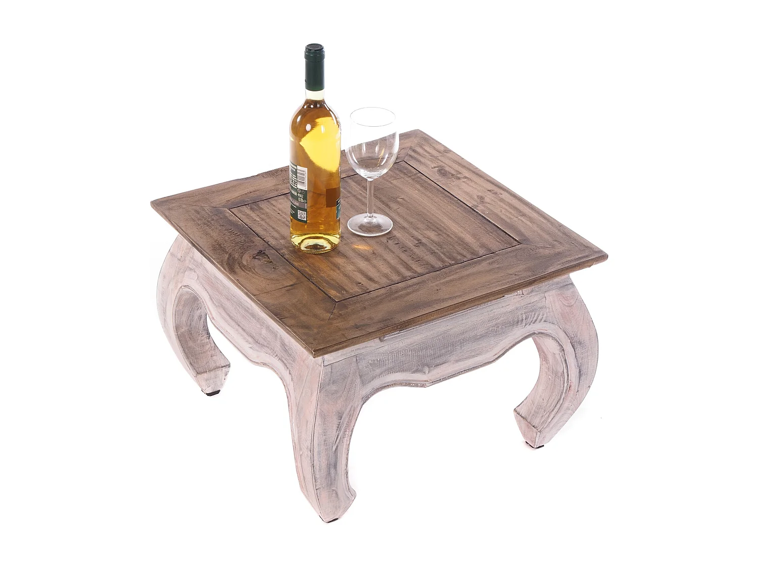 TABLE À OPIUM MAHA 50 Bois massif en acajou 05 weiß-natur