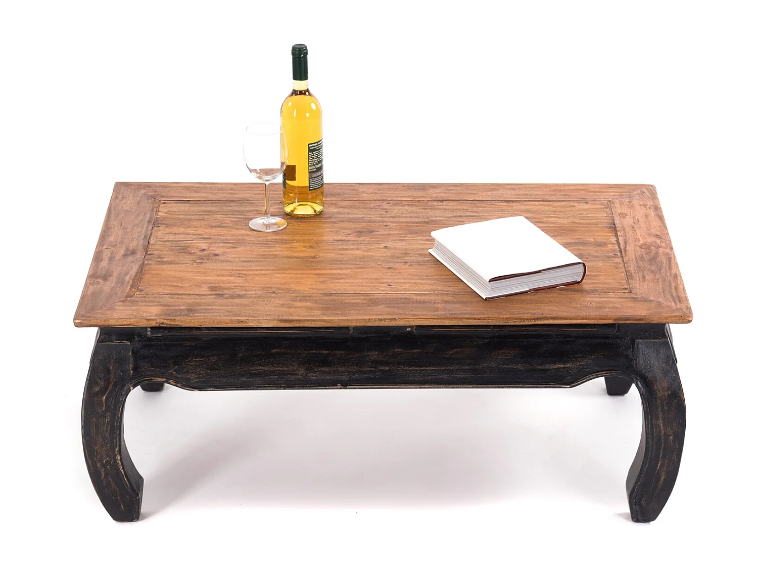 TABLE À OPIUM EST 100 Bois de recyclage massif en acajou 04 schwarz-natur