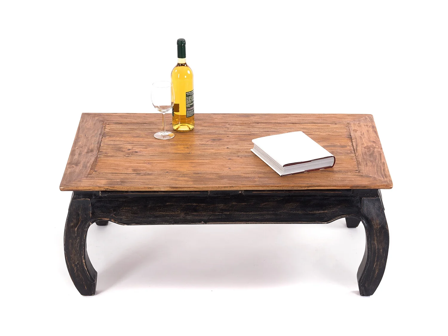 OPIUMTISCH EAST 100 Mahagoni Recyclingholz massiv 04 schwarz-natur