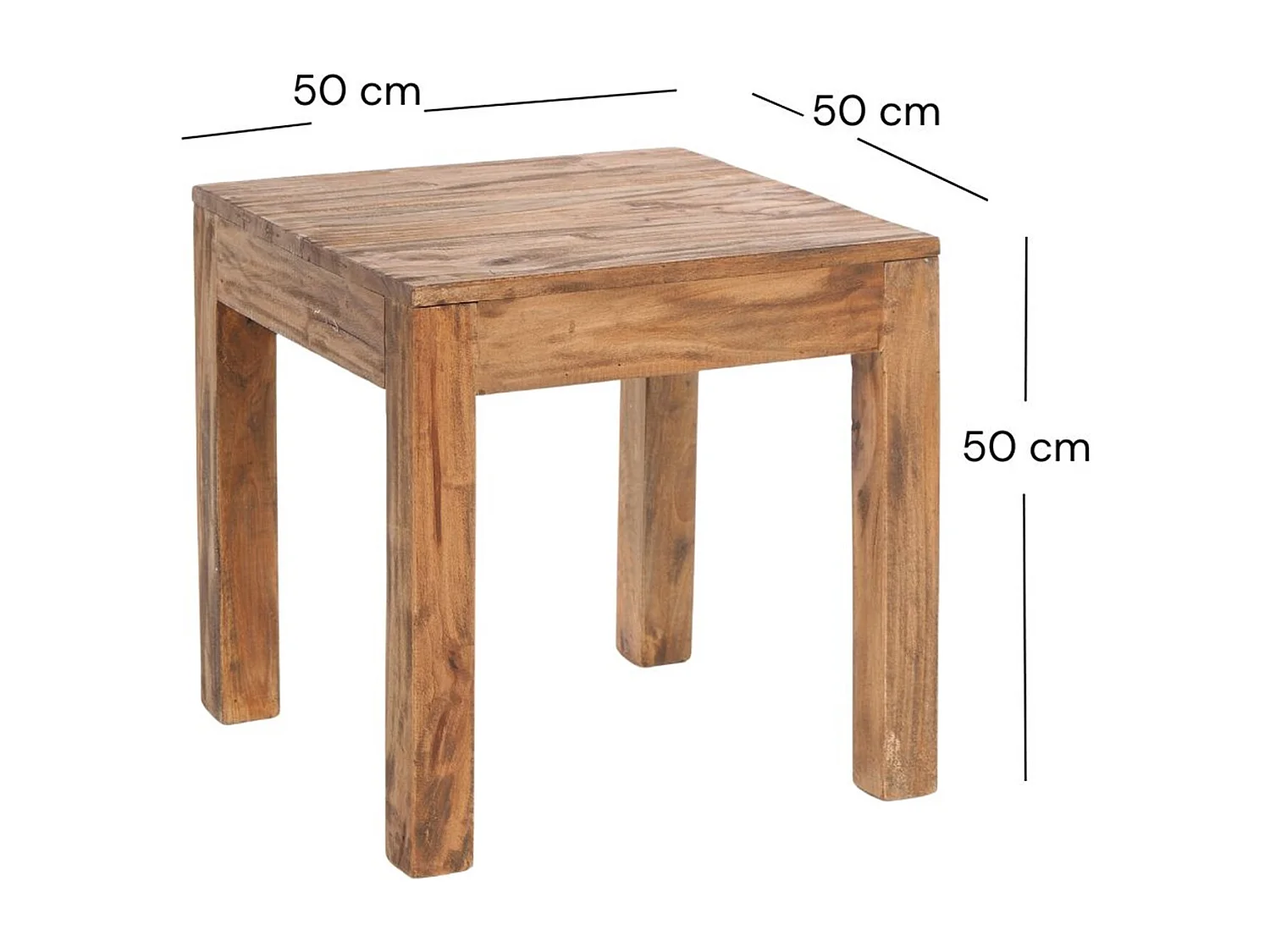 TABLE BASSE CARRE 50 Bois de recyclage massif couleurs naturelles