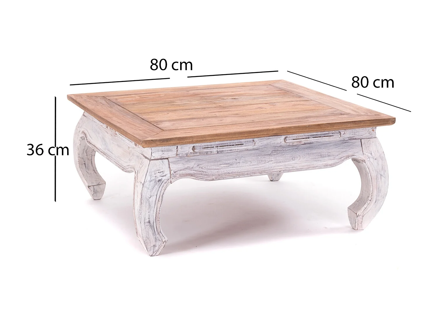 OPIUMTISCH EAST 80 Mahagoni Massivholz 05 weiß-natur