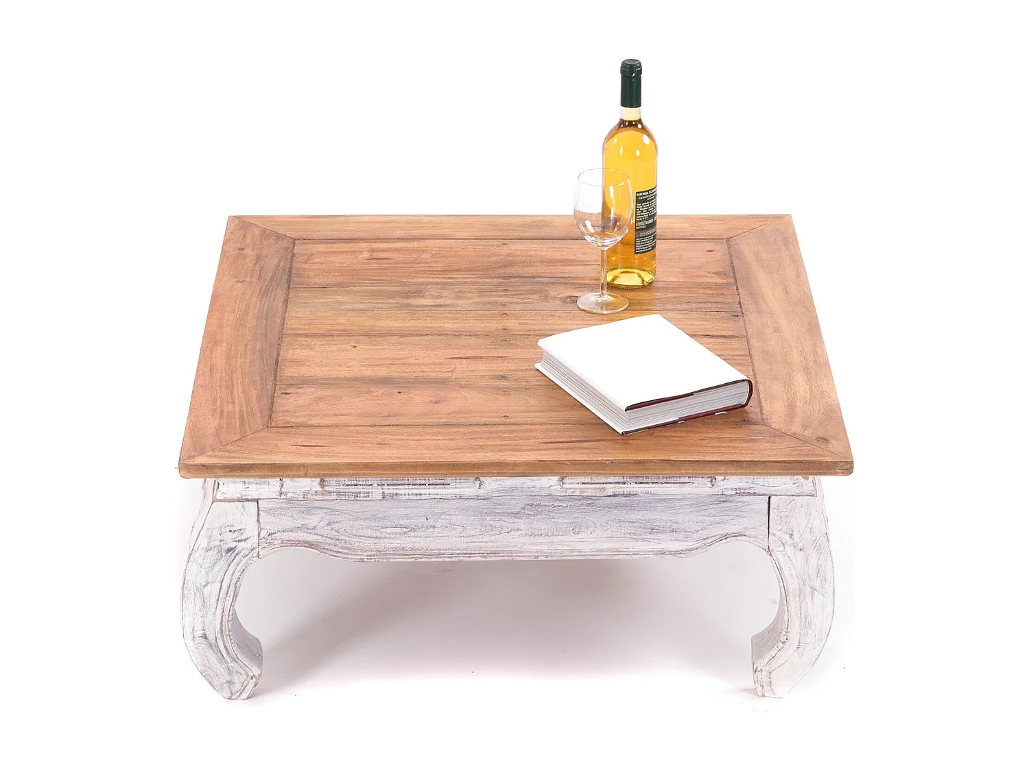 OPIUMTISCH EAST 80 Mahagoni Massivholz 05 weiß-natur