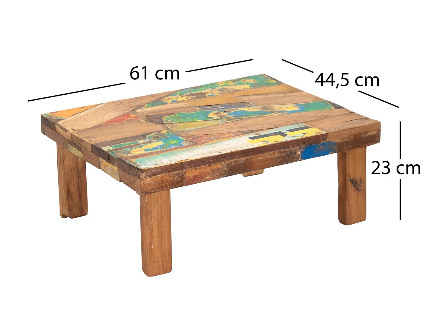 TABLE D'APPOINT Mélanger Bois de recyclage massif nature-colorée