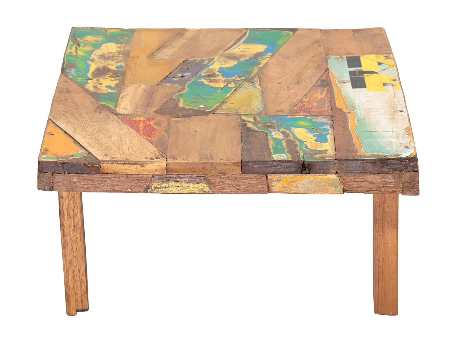 TABLE D'APPOINT Mélanger Bois de recyclage massif nature-colorée