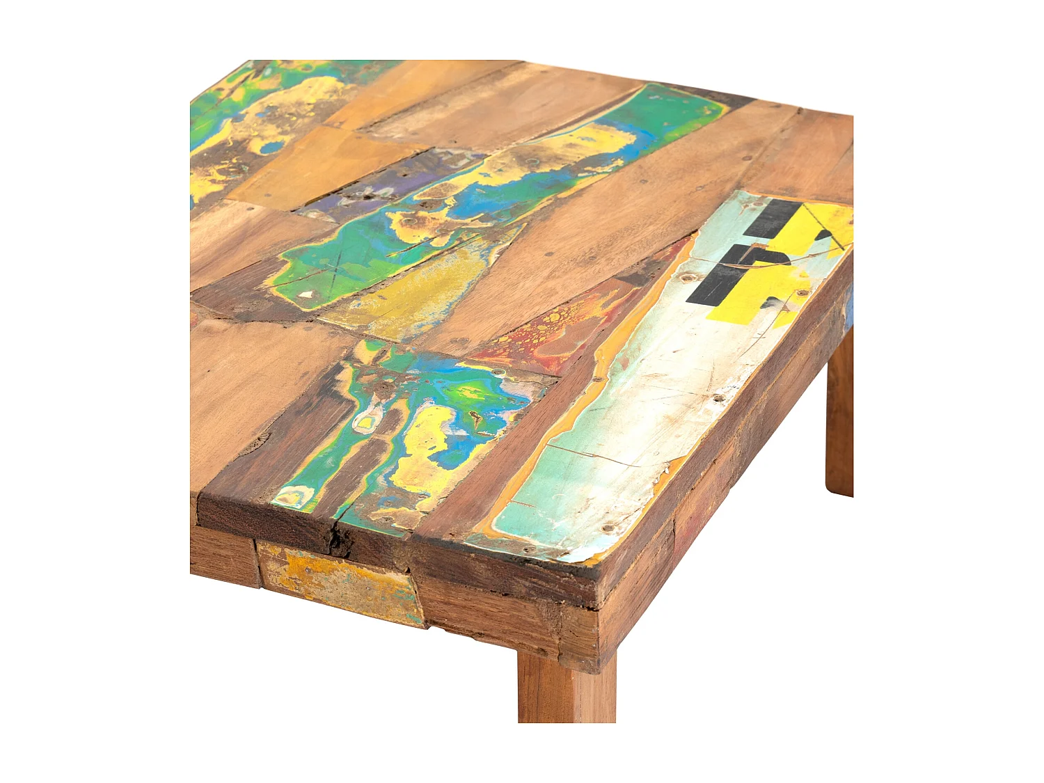 TABLE D'APPOINT Mélanger Bois de recyclage massif nature-colorée