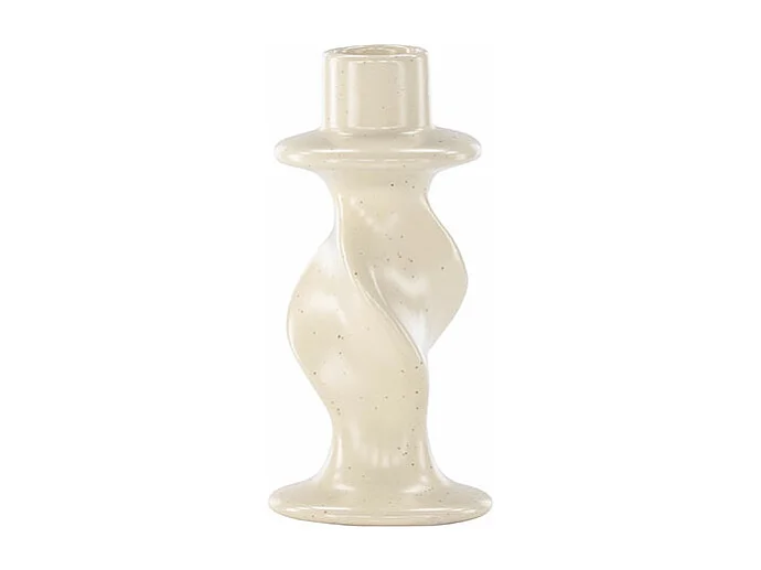 Bougeoir Design en Céramique "Glory" 12cm Beige & Noir