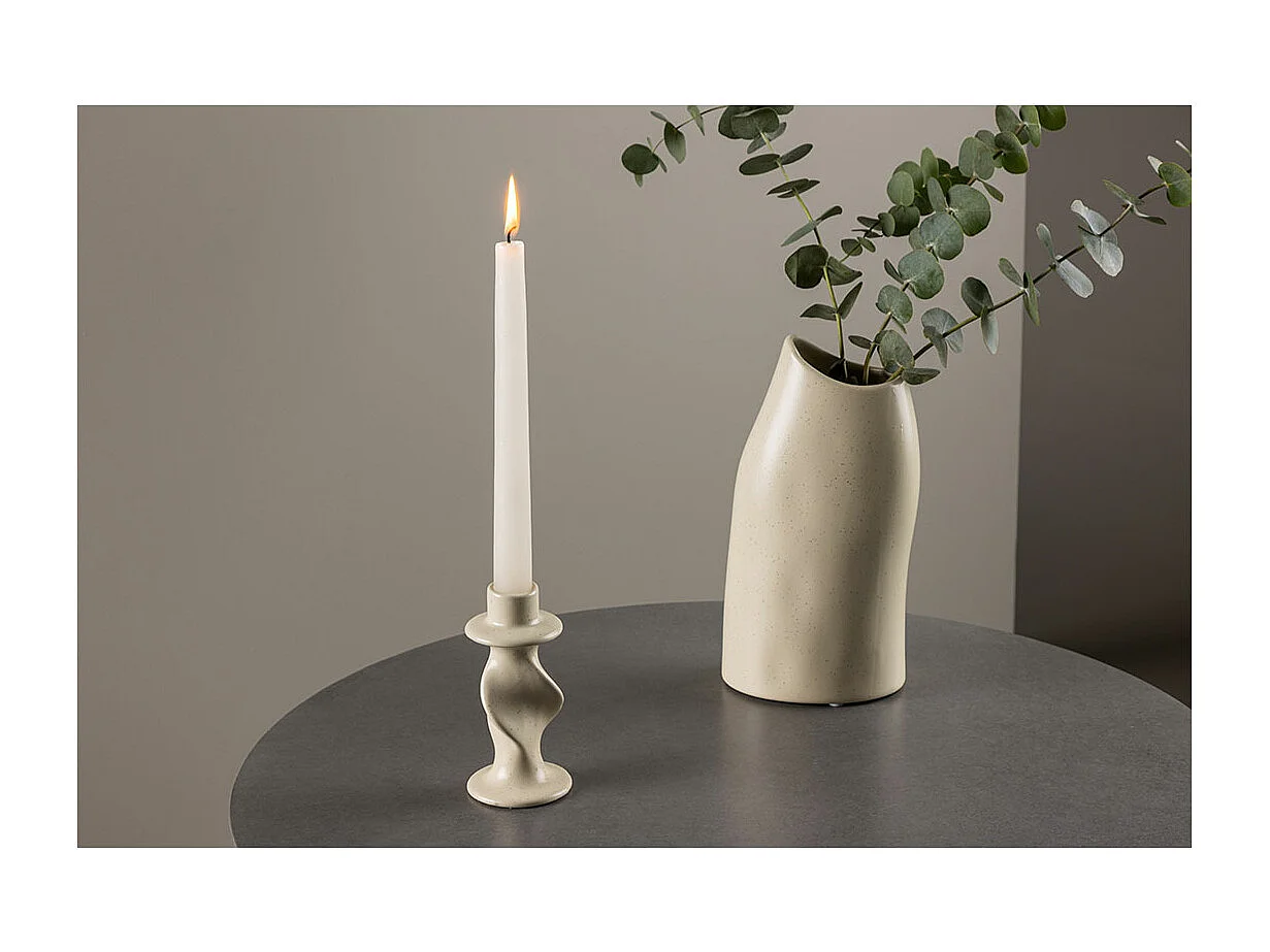 Bougeoir Design en Céramique "Glory" 12cm Beige & Noir