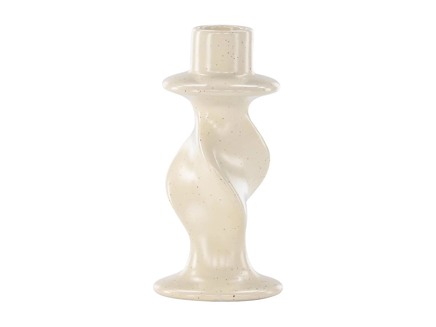 Bougeoir Design en Céramique "Glory" 12cm Beige & Noir