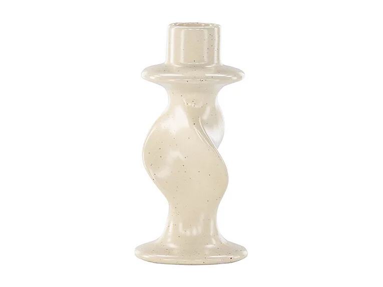 Bougeoir Design en Céramique "Glory" 12cm Beige & Noir