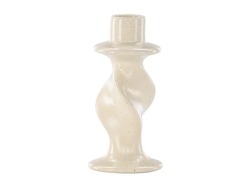 Bougeoir Design en Céramique "Glory" 12cm Beige & Noir