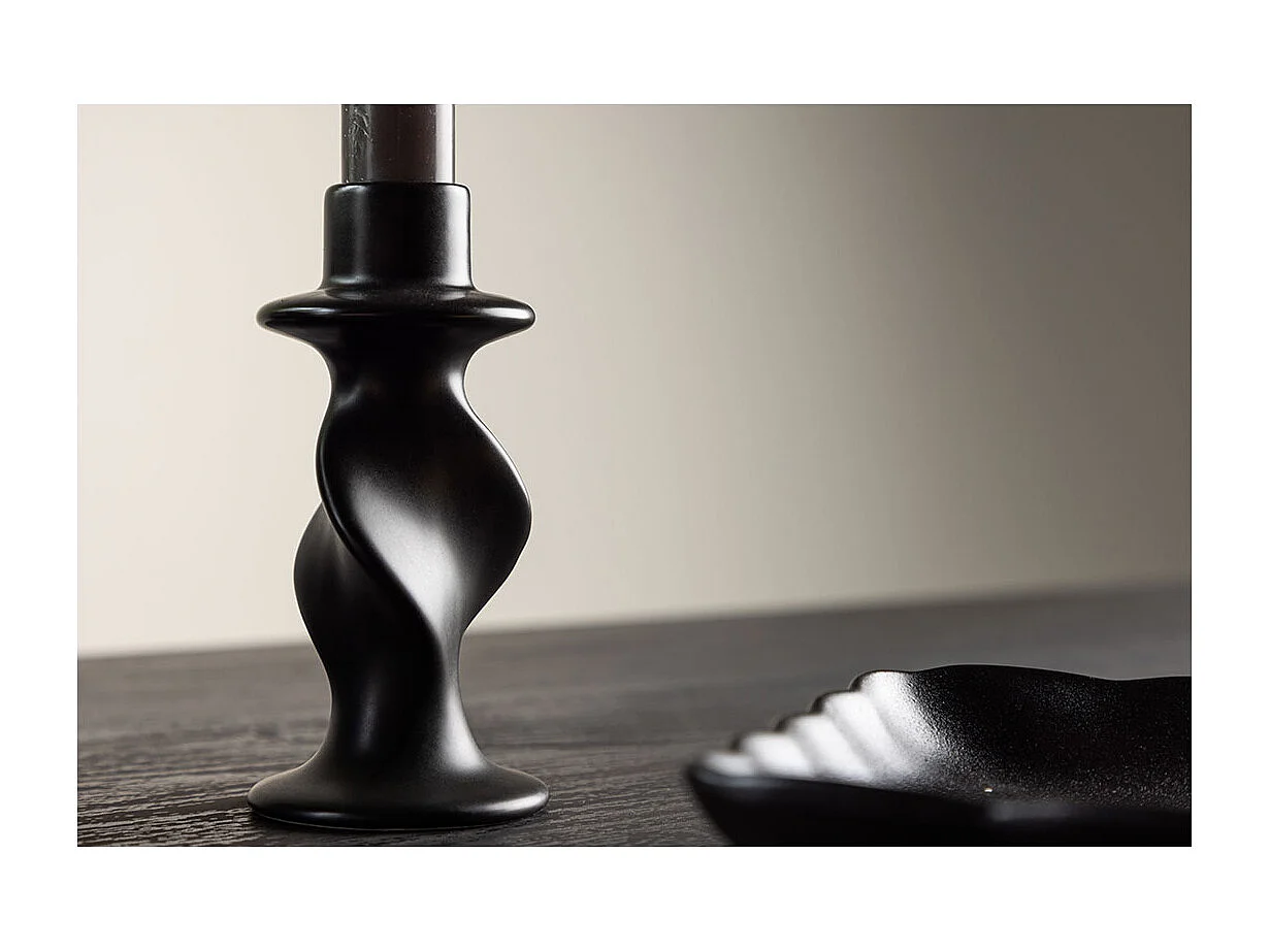 Bougeoir Design en Céramique "Glory" 12cm Noir