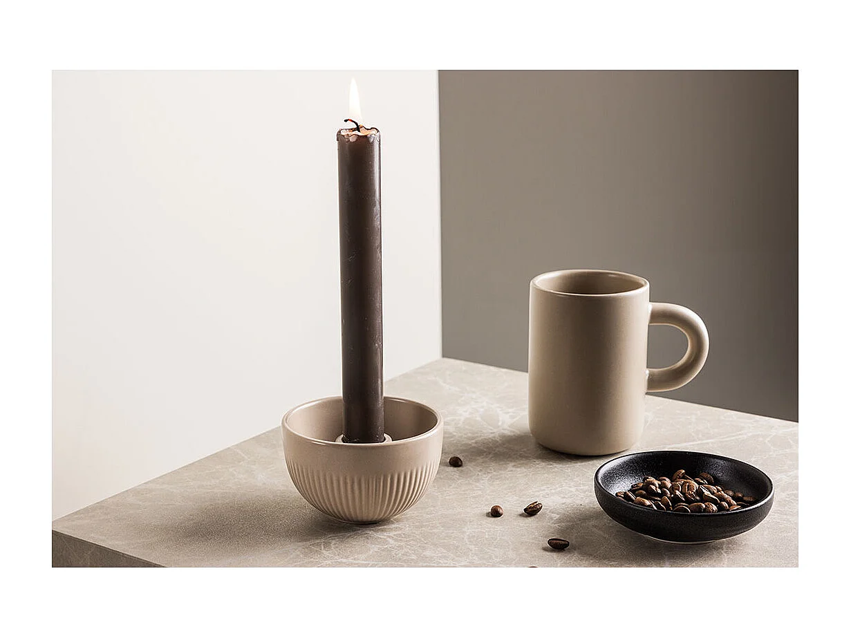 Bougeoir Design en Céramique "Posh" 9cm Beige