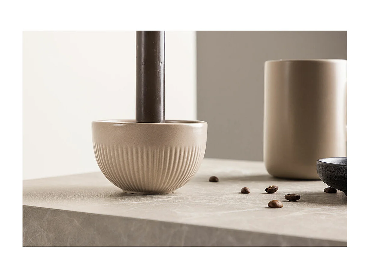 Bougeoir Design en Céramique "Posh" 9cm Beige