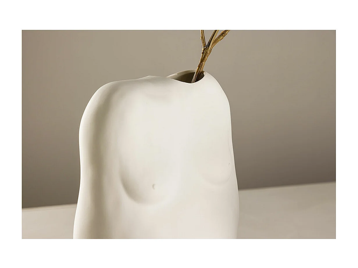 Vase Buste en Céramique "Romie" 28cm Blanc Cassé