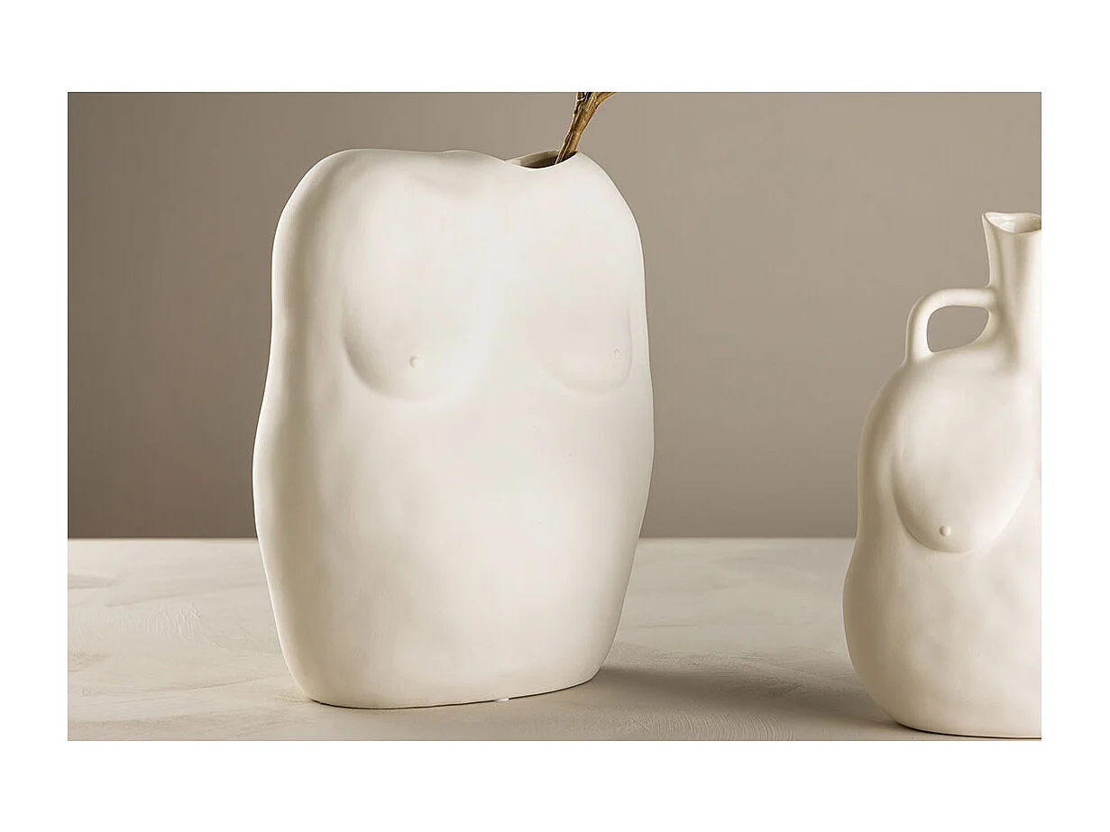 Vase Buste en Céramique "Romie" 28cm Blanc Cassé