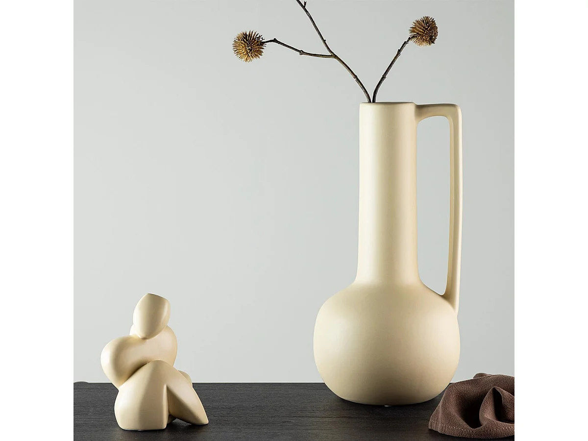Vase Design en Céramique "Allis" 36cm Jaune