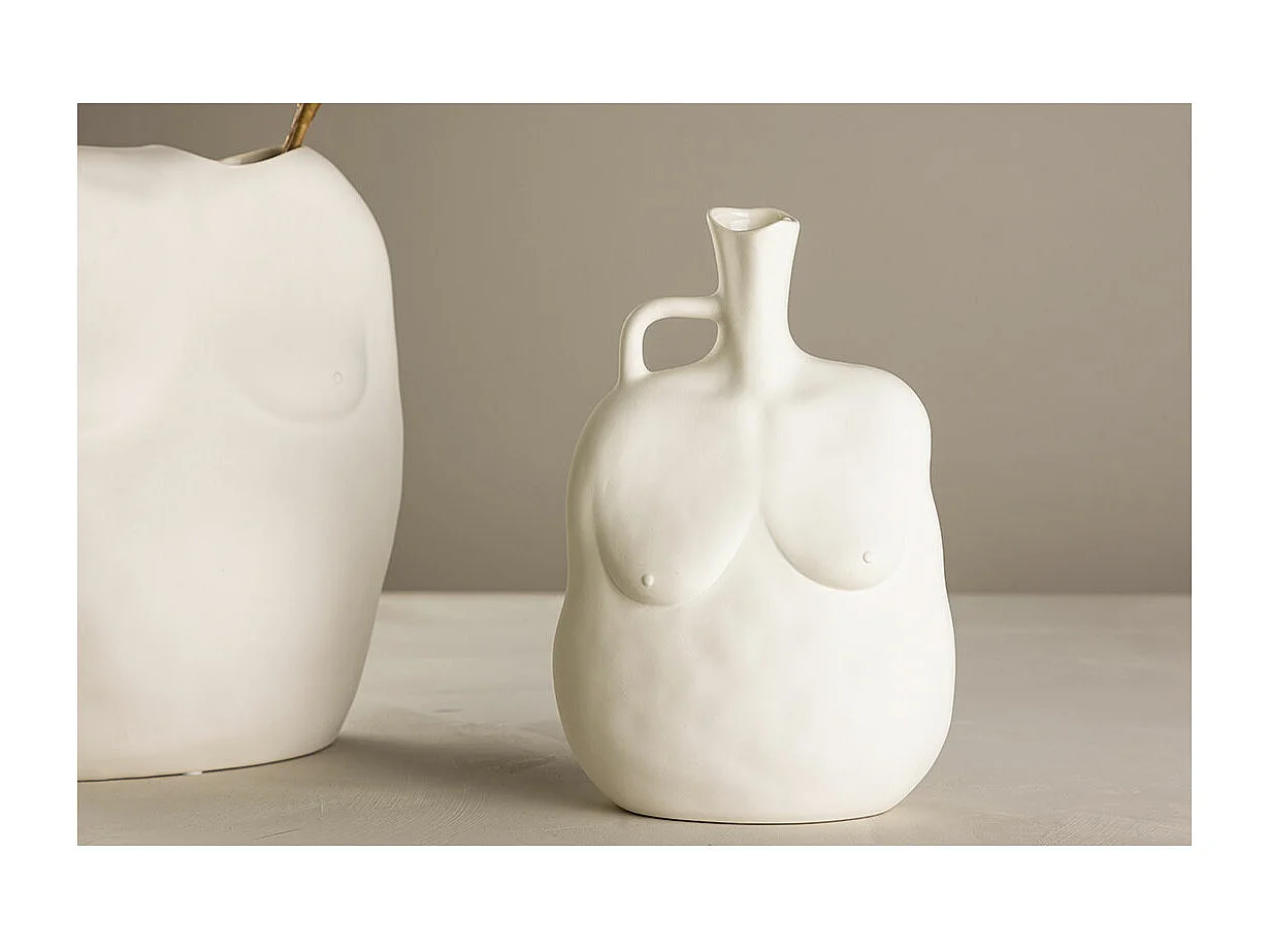 Vase Buste en Céramique "Conta" 25cm Blanc Cassé