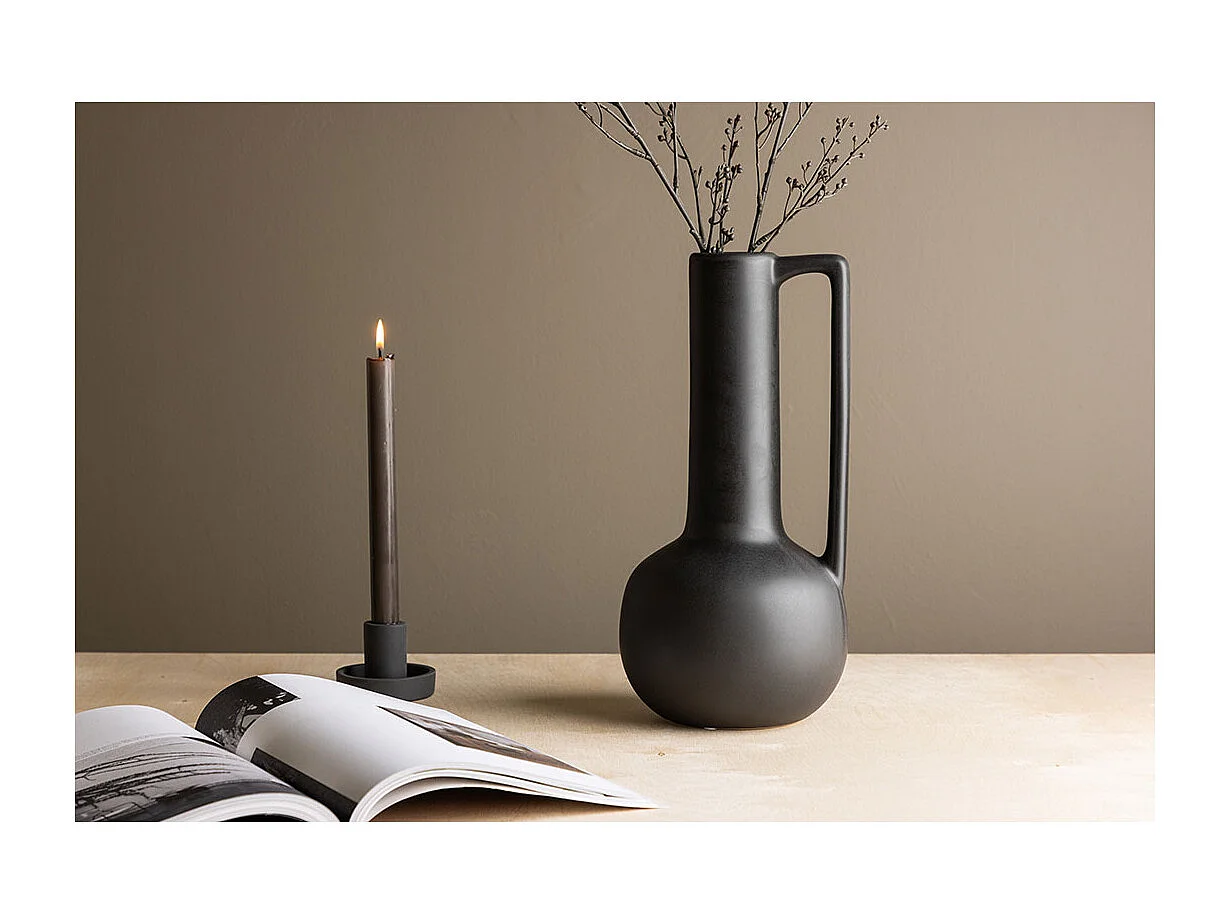 Vase Design en Céramique "Allis" 36cm Noir