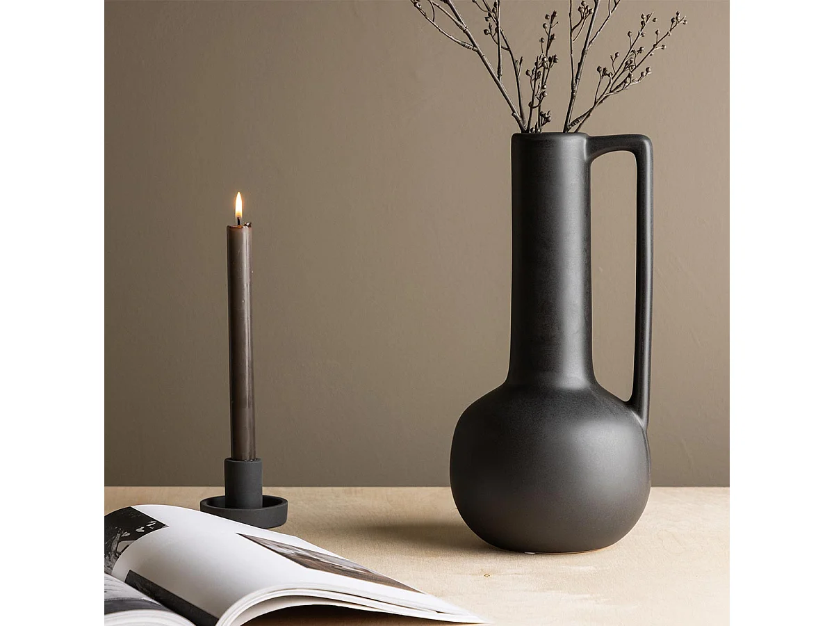 Vase Design en Céramique "Allis" 36cm Noir