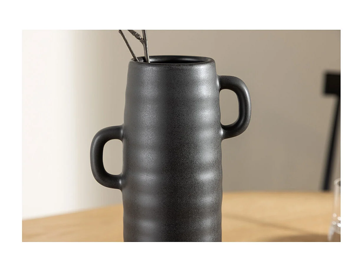 Vase Ondulé en Céramique "Cent" 25cm Noir