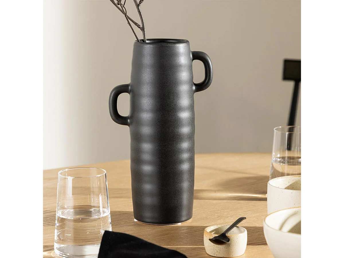 Vase Ondulé en Céramique "Cent" 25cm Noir