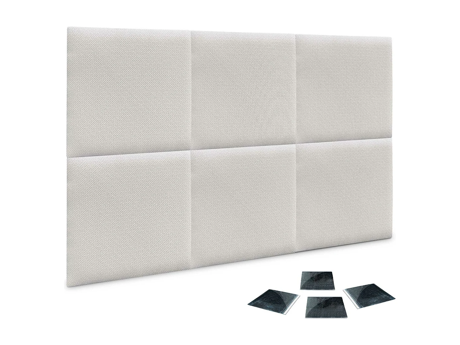 DHOME Ensemble de 6 Panneaux Tapissés en Tissu de Luxe Pack Autoadhésif pour Mur Acoustique Absorbant et Protecteur (Silver Nacar, 50x30cm, x6)
